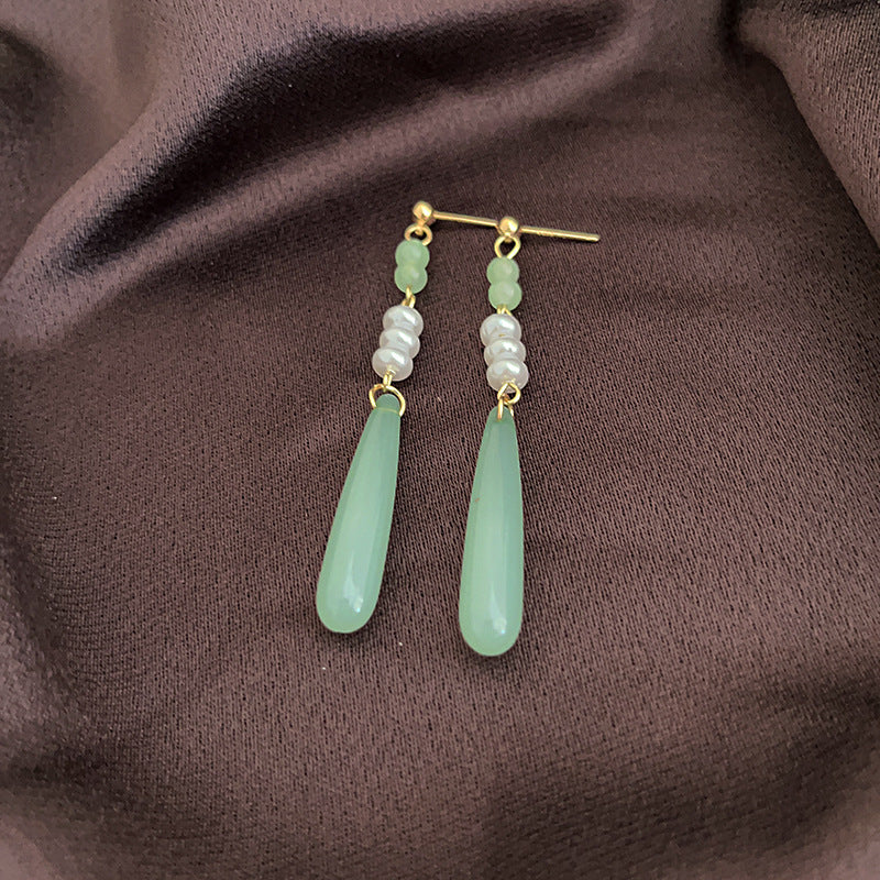 Wholesale New Chinese Style Lotus Fan Butterfly Pearl Tassel Temperament Fashion Niche High-end Earrings